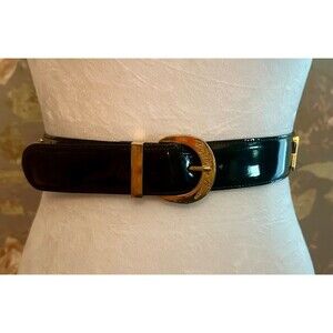 paloma picasso black patent leather belt